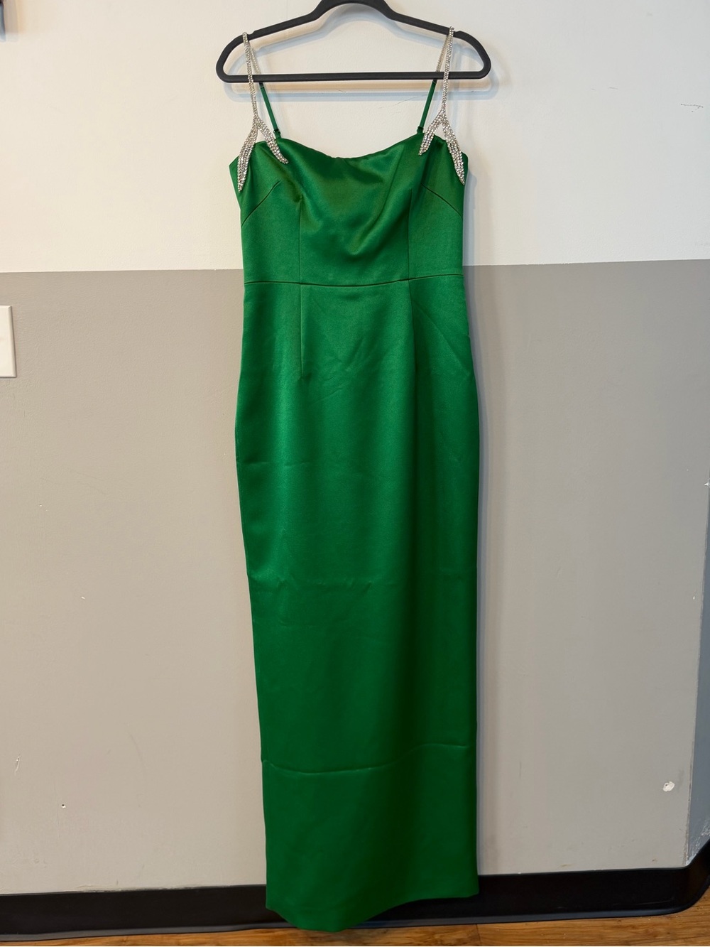 Rachel Gilbert Leora Gown NWOT Emerald Green Satin Wedding Formal Size 8 AU 3 - Picture 9 of 15